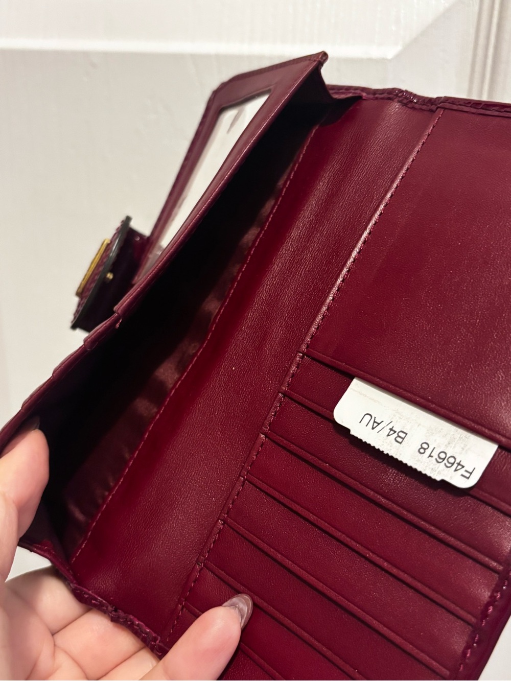 Coach Patent Bifold Wallet in Burgundy Patent - Picture 11 of 11